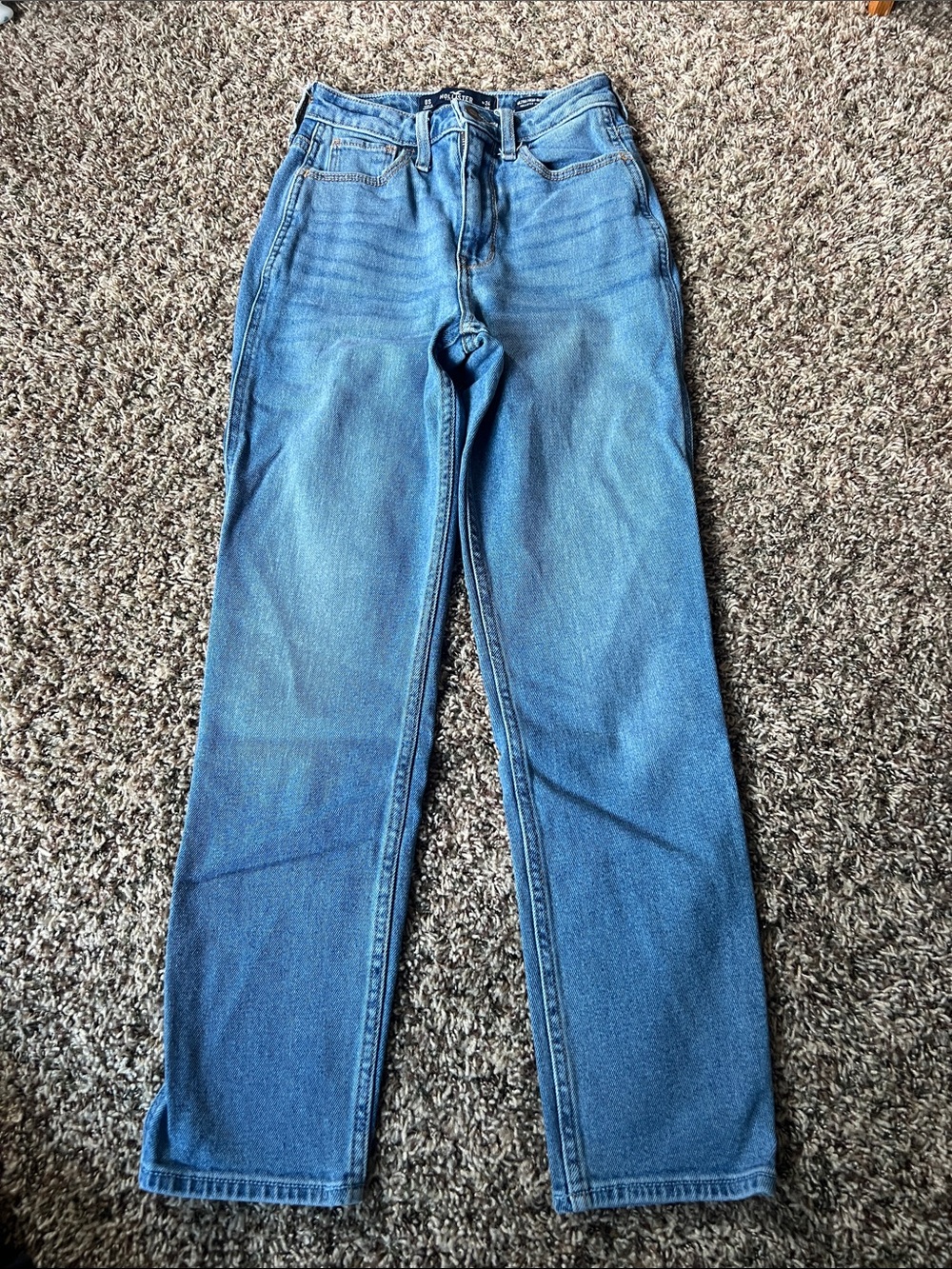 Hollister High-Rise Straight Leg Blue Jeans
